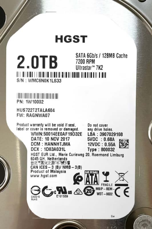 Жесткий диск Hitachi HUS722T2TALA604 2Tb 7200 SATAIII 3.5" HDD