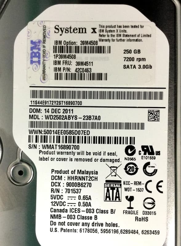 Жесткий диск IBM 39M4508 250Gb 7200 SATAII 3.5" HDD