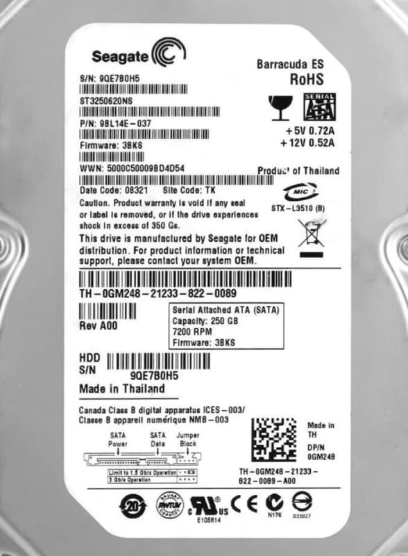 Жесткий диск Dell 9BL14E-036 250Gb SATAII 3,5" HDD