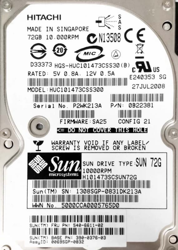 Жесткий диск Sun 390-0374-02 73Gb SAS 10000 2,5" HDD