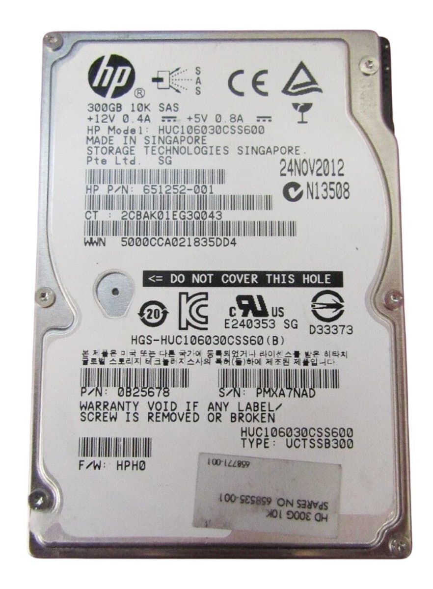 Жесткий диск HP 300Gb 10000 SAS 2.5" HDD 658771-001