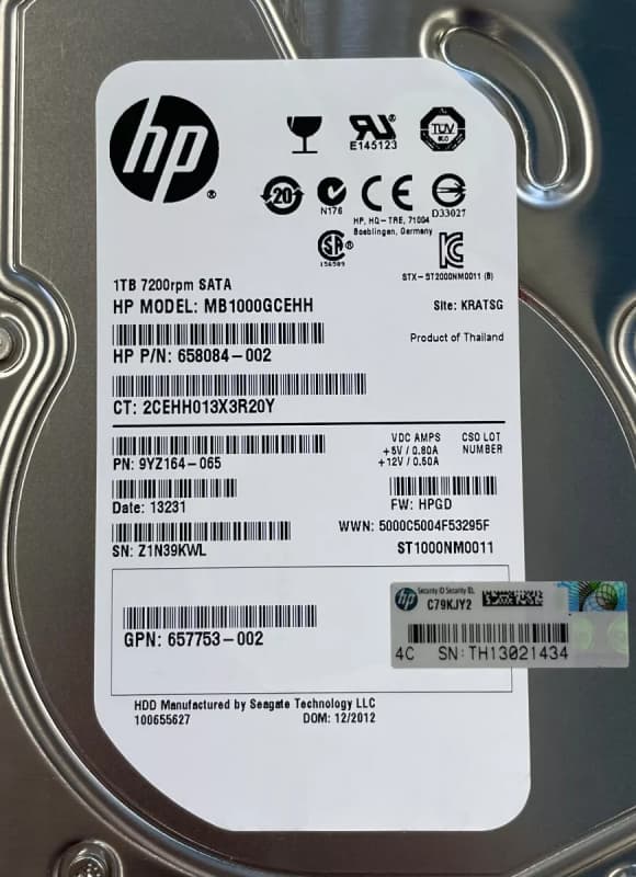 Жесткий диск HP MB1000GCEHH 1Tb 7200 SATAIII 3.5" HDD