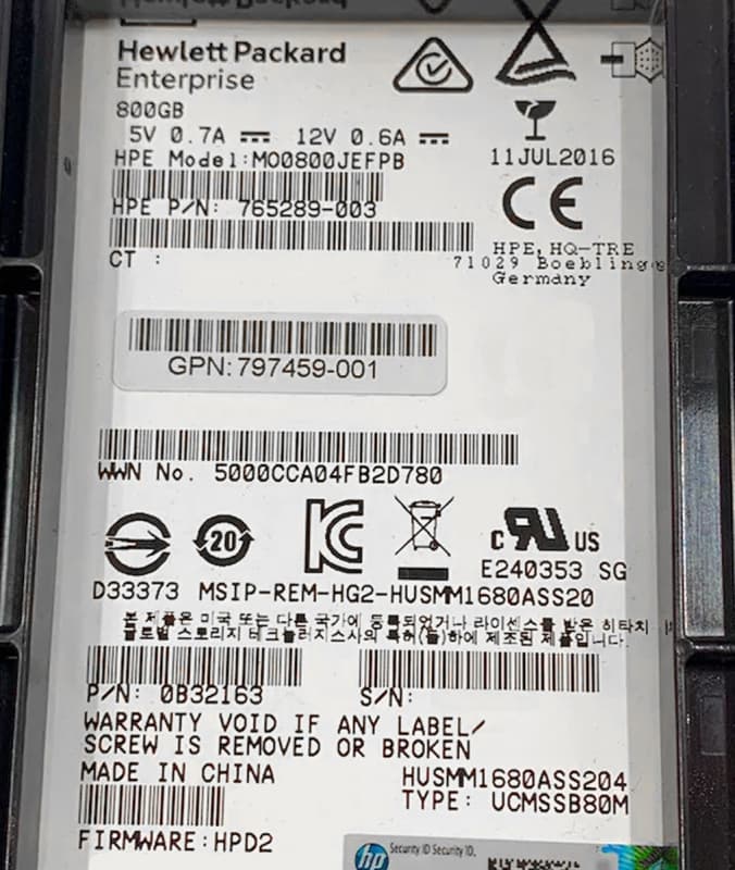 Жесткий диск HP 797459-001 800Gb SAS 2.5" SSD