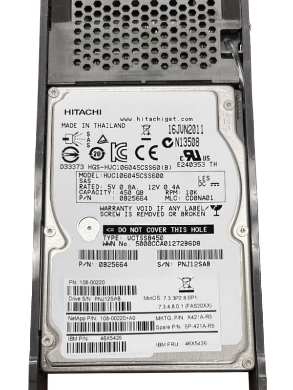 Жесткий диск Network Appliance X421A-R5 450Gb  SAS 2,5" HDD