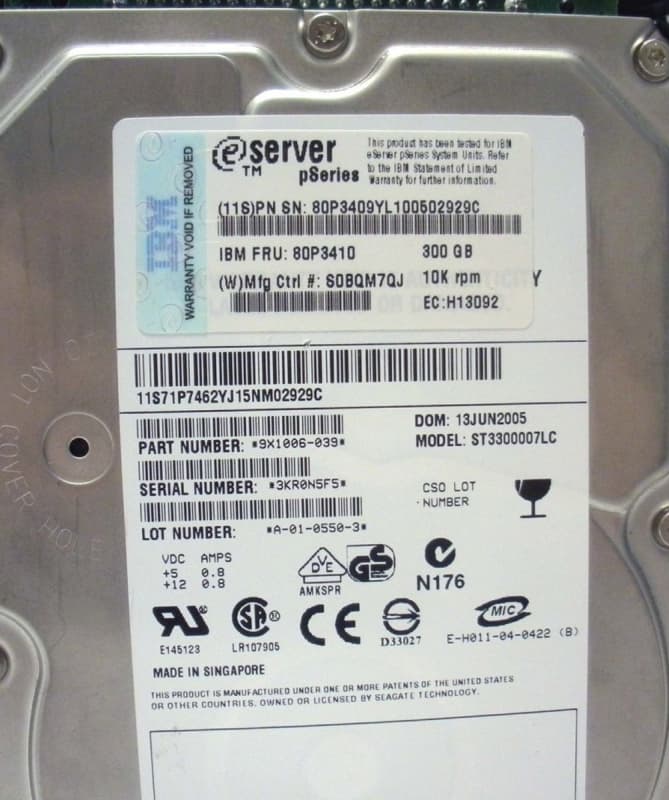 Жесткий диск IBM 80P3410 300Gb 10000 U320SCSI 3.5" HDD