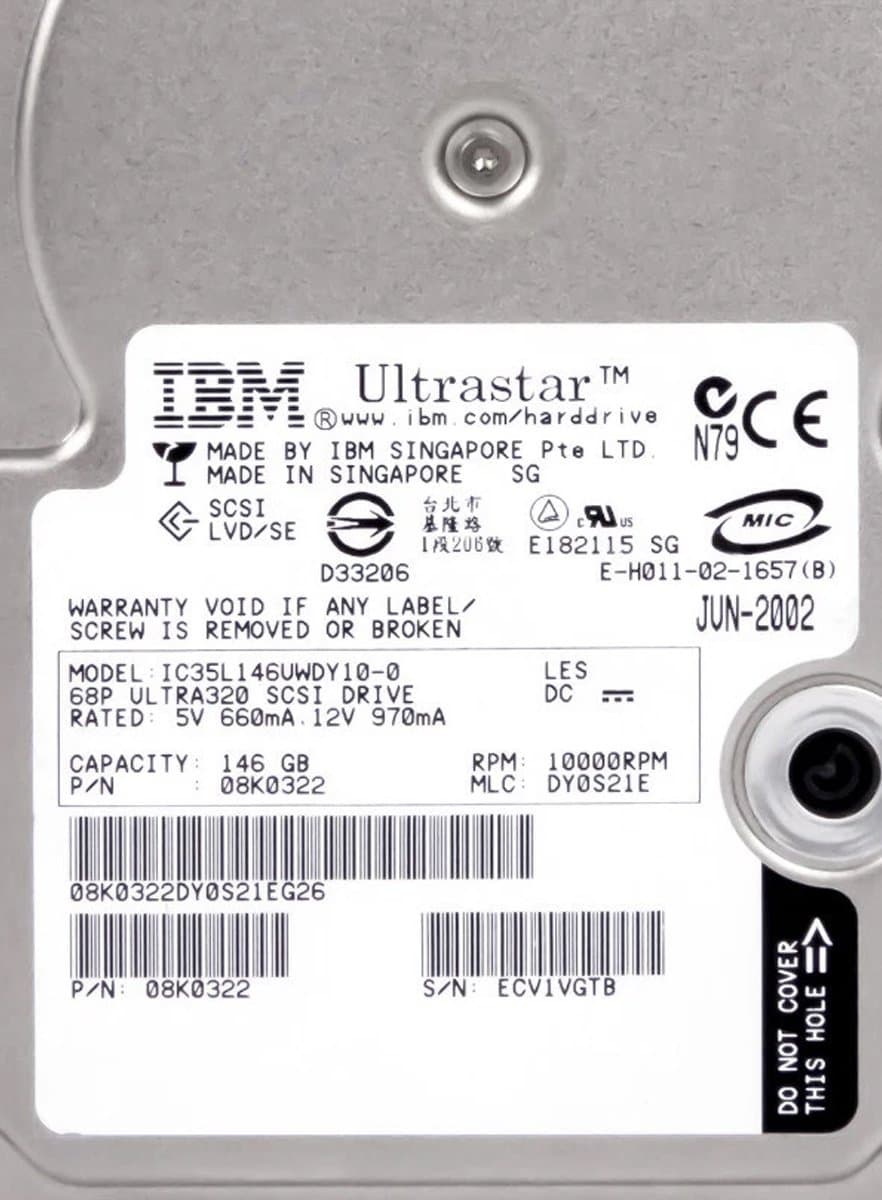 Жесткий диск IBM 146Gb 10000 U320SCSI 3.5" HDD 08K0322