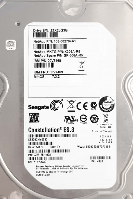 Жесткий диск Network Appliance 108-00270+A1 2Tb 7200 SAS 3.5" HDD