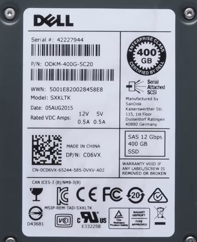 Жесткий диск Dell 0C06VX 400Gb SAS 2.5" SSD