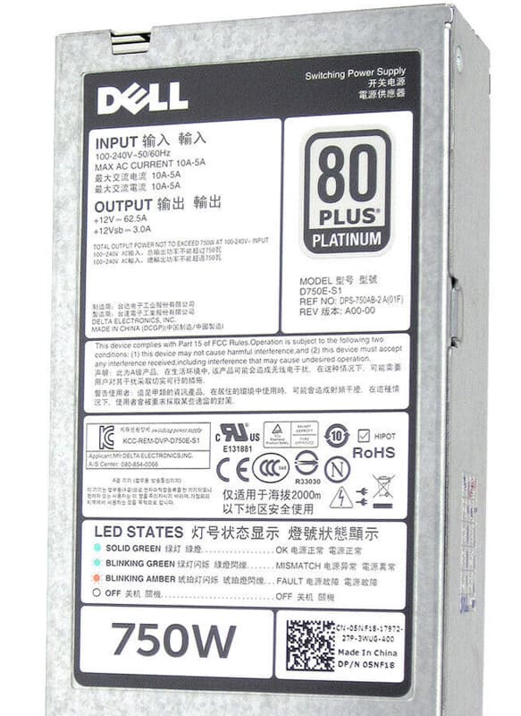 Резервный Блок Питания Dell DPS-750AB-2 750W