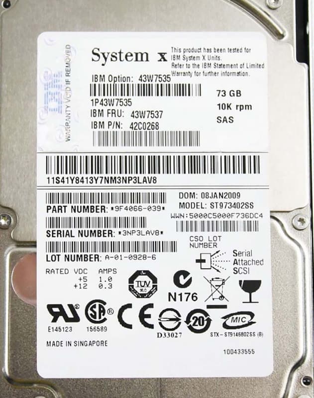 Жесткий диск IBM 43W7535 73,4Gb  SAS 2,5" HDD