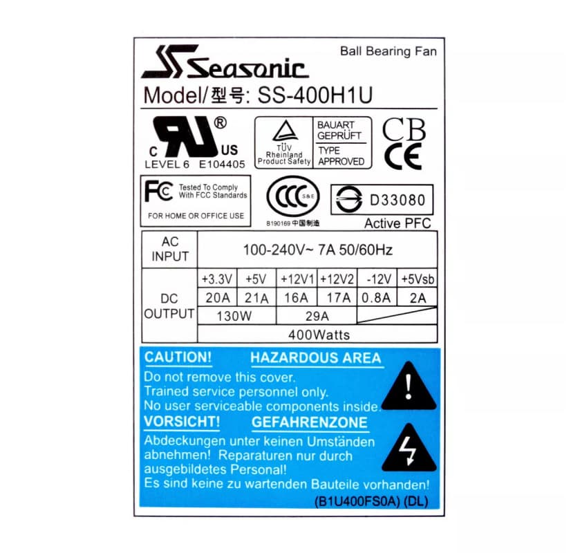 Блок Питания Seasonic SS-400H1U 400W