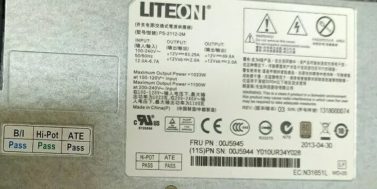 Резервный Блок Питания IBM 00J5944 1100W