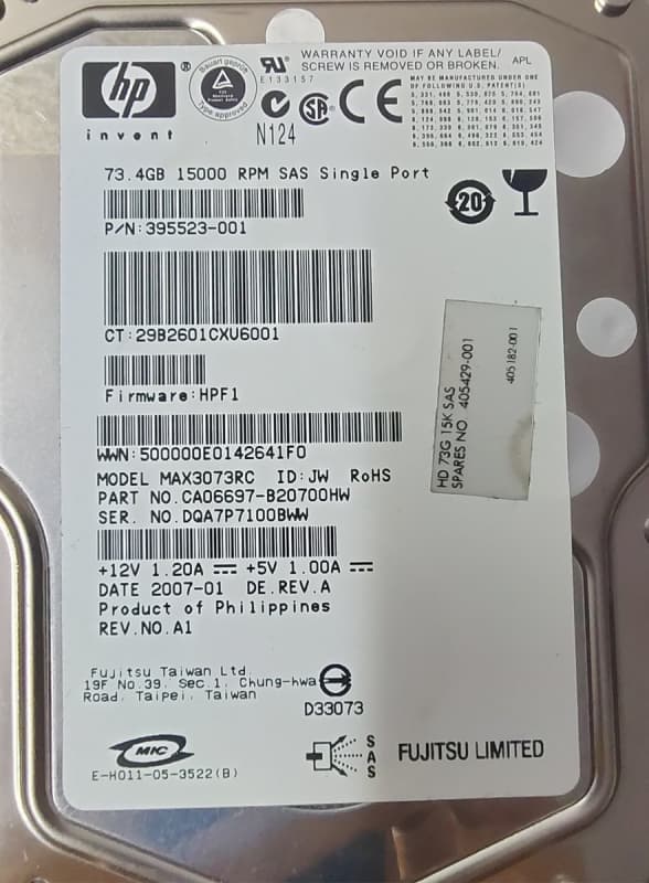 Жесткий диск HP CA06698-B40700WD 73Gb SAS 3,5" HDD