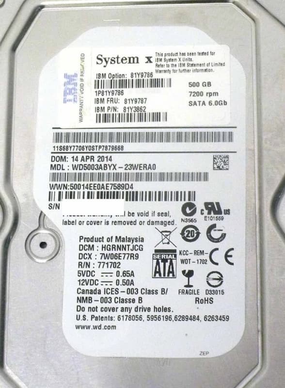 Жесткий диск Western Digital WD5003ABYX-23WERA0 500Gb SATAII 3,5" HDD