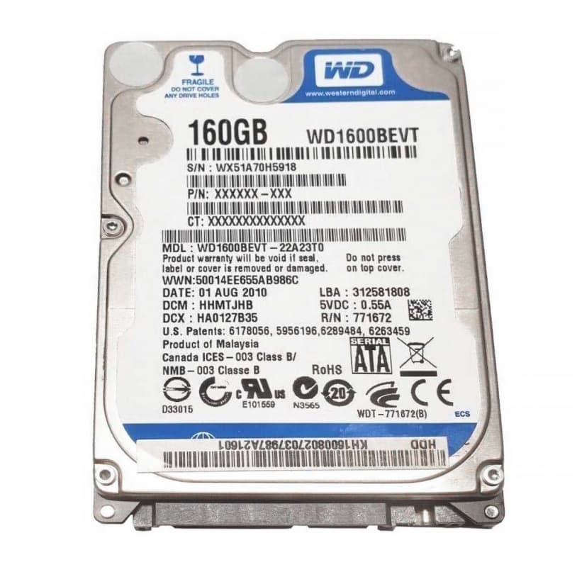 Жесткий Диск Western Digital WD1600BEVT 160Gb SATAII 2,5"