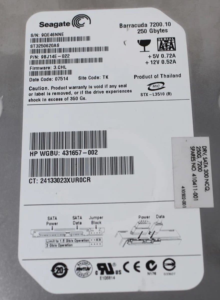 Жесткий диск HP 250Gb 7200 SATAII 3.5" HDD EA788AA