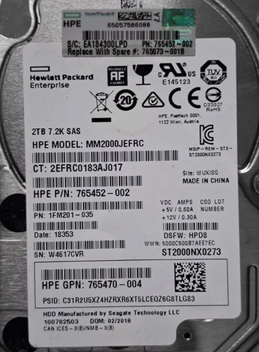 Жесткий диск HP 2Tb 7200 SAS 2.5" HDD MM2000JEFRC