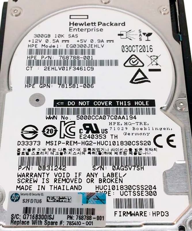 Жесткий диск HP EG0300JEHLV 300Gb 10000 SAS 2,5" HDD
