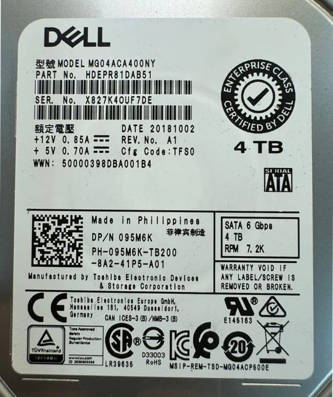 Жесткий диск Dell 095M6K 4Tb 7200 SATAIII 3,5" HDD