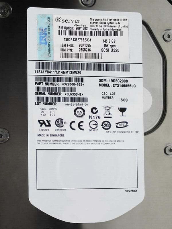 Жесткий диск IBM 146,8Gb 15000 U320SCSI 3.5" HDD 90P1382
