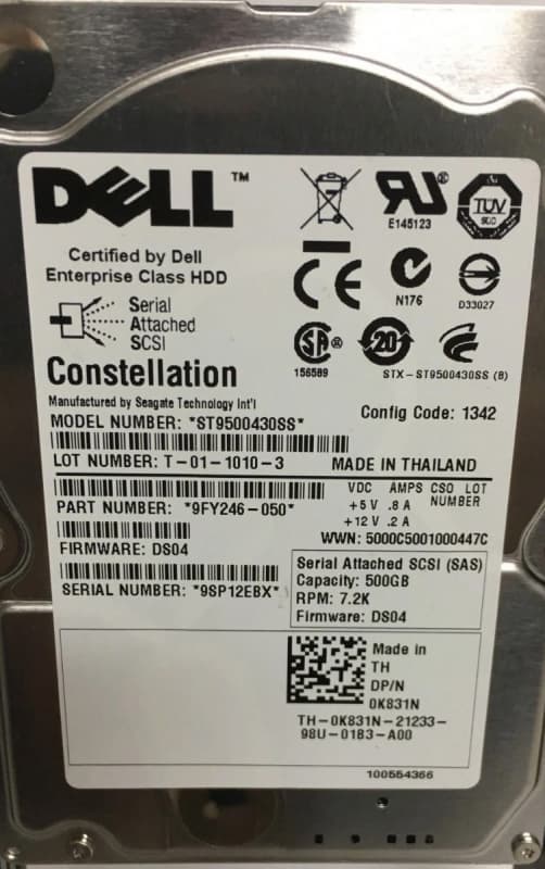 Жесткий диск Dell K831N 500Gb SAS 2,5" HDD