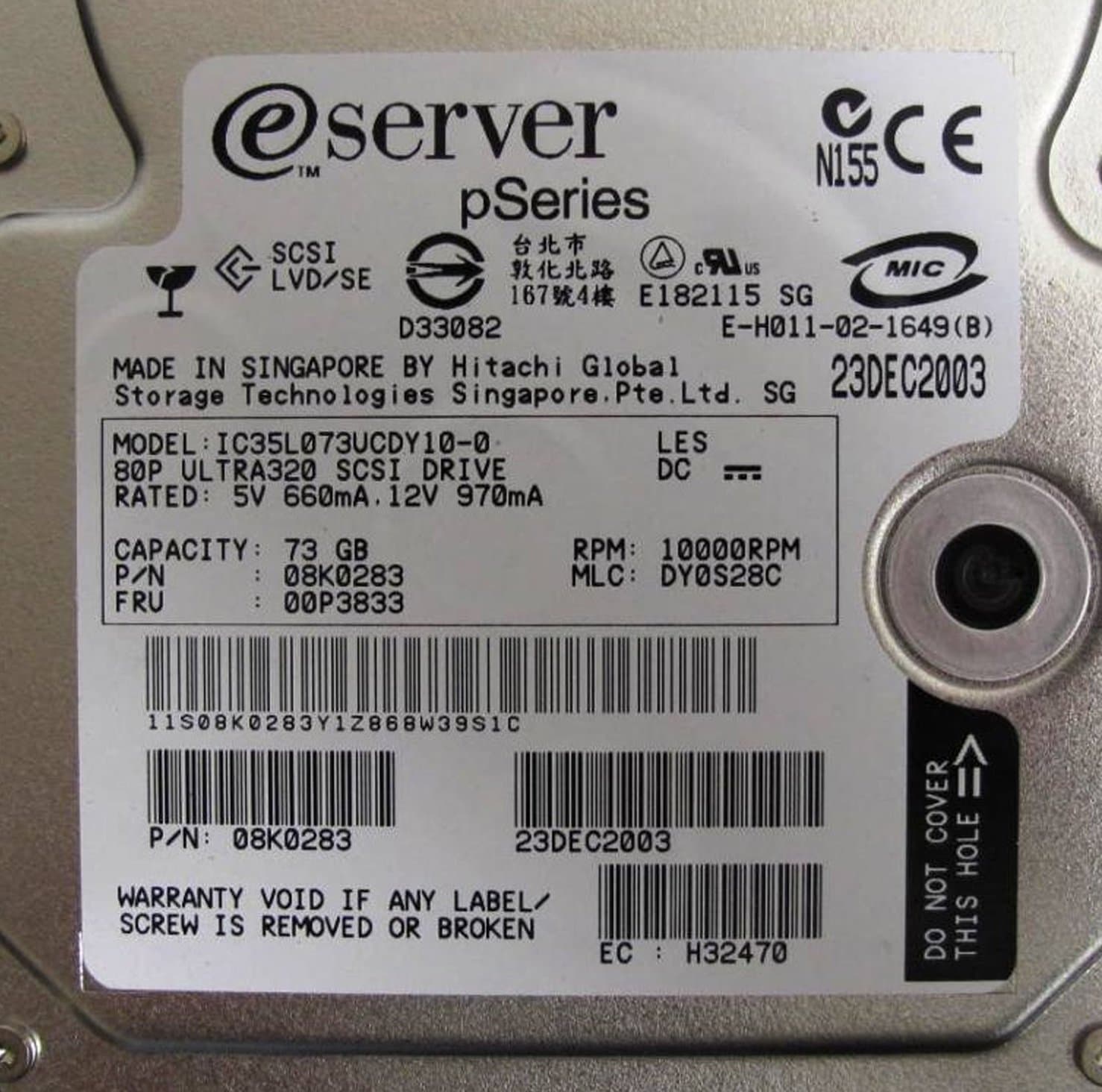 Жесткий диск IBM 73Gb 10000 U320SCSI 3.5" HDD 08K0283