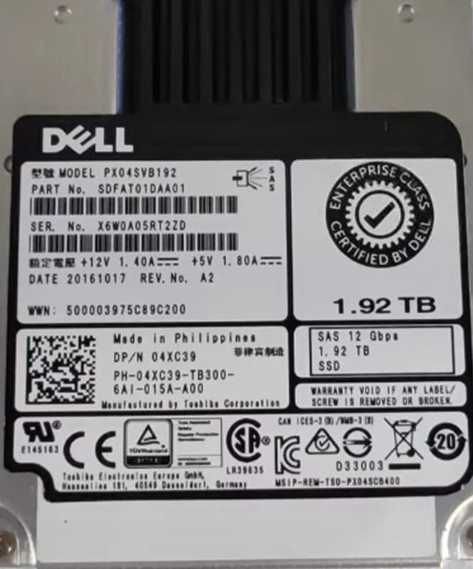 Жесткий диск Dell 4XC39 1.92TB SAS 2,5" SSD