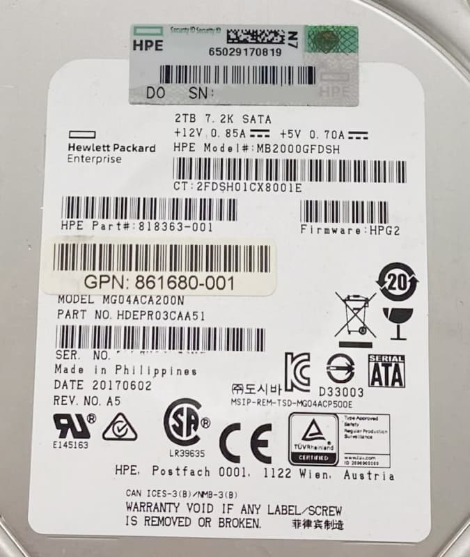 Жесткий диск HP HDEPR03CAA51 2Tb SATAIII 3.5" HDD