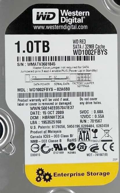 Жесткий диск Western Digital WD1002FBYS 1Tb  SATAII 3,5" HDD