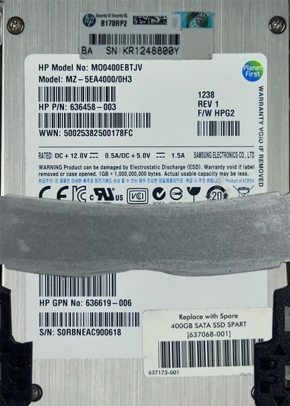 Жесткий диск HP 636625-B21 400Gb SATAII 2.5" SSD
