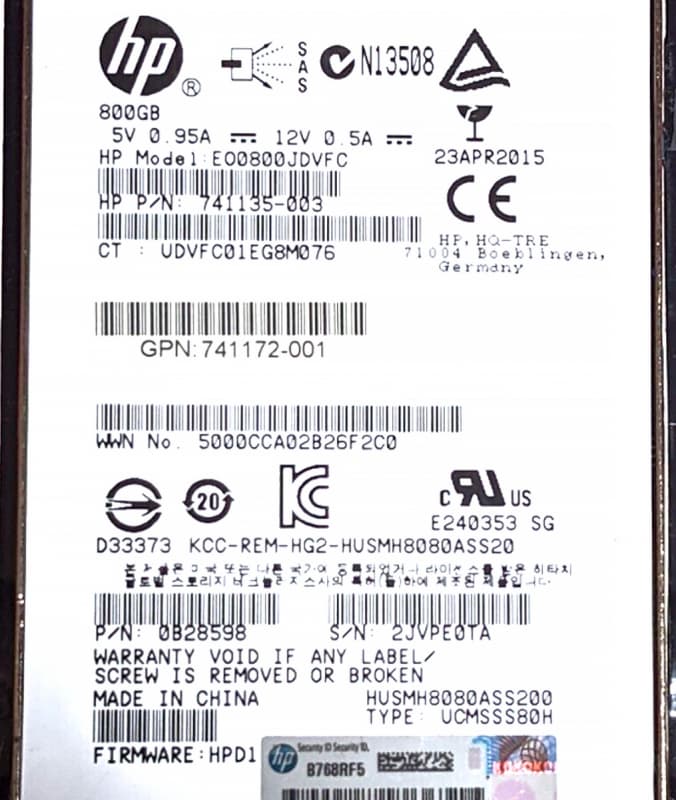 Жесткий диск HP 741172-001 800Gb SAS 2.5" SSD