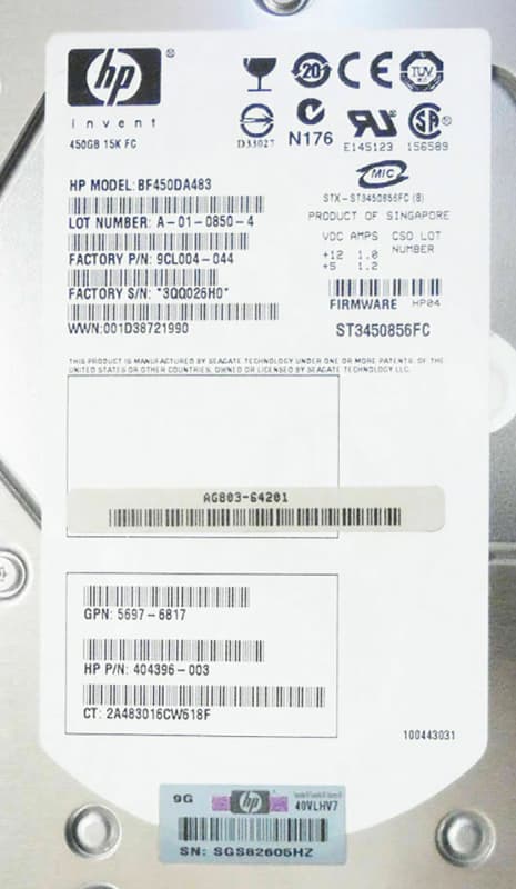 Жесткий диск HP 9CL004-044 450Gb  Fibre Channel  3,5" HDD