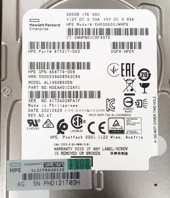 Жесткий диск HP EH000600JWHPN 600Gb 15000 SAS 2,5" HDD