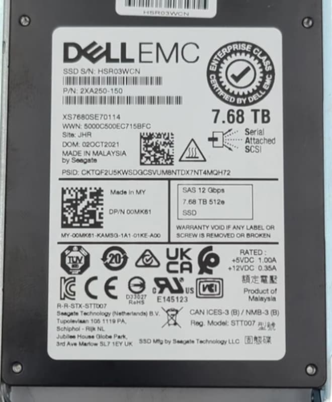 Жесткий диск Dell 0MK61 7.68TB SAS 2,5" SSD