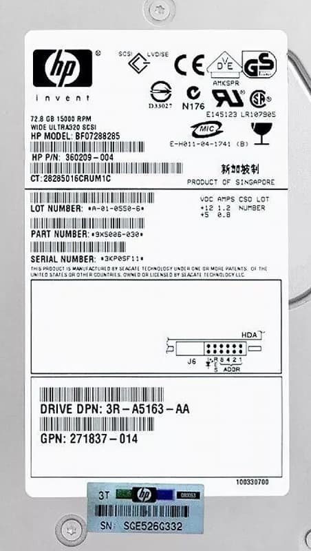 Жесткий диск HP BF07288285 72,8Gb  U320SCSI 3.5" HDD