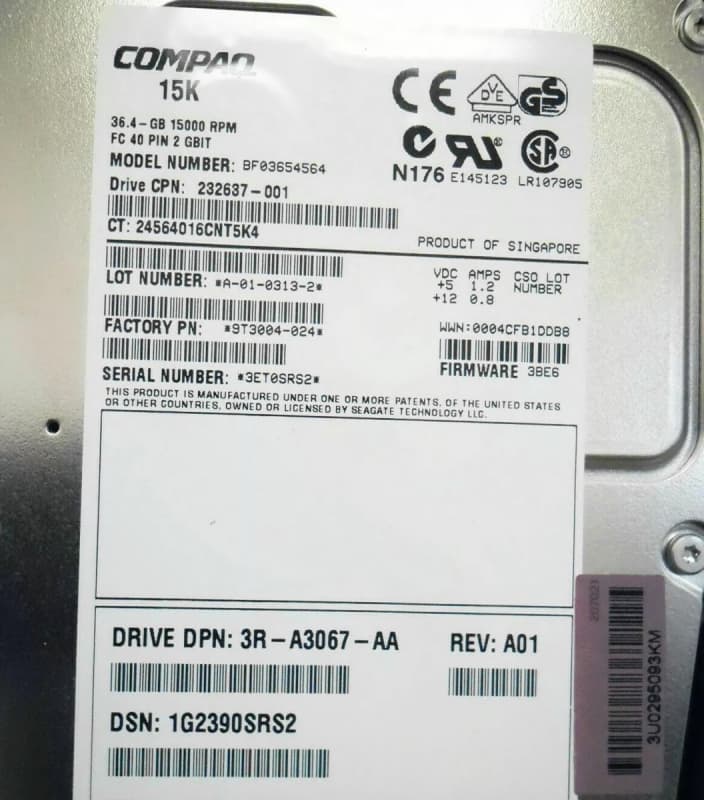 Жесткий диск HP 232637-001 36,4Gb  Fibre Channel  3,5" HDD