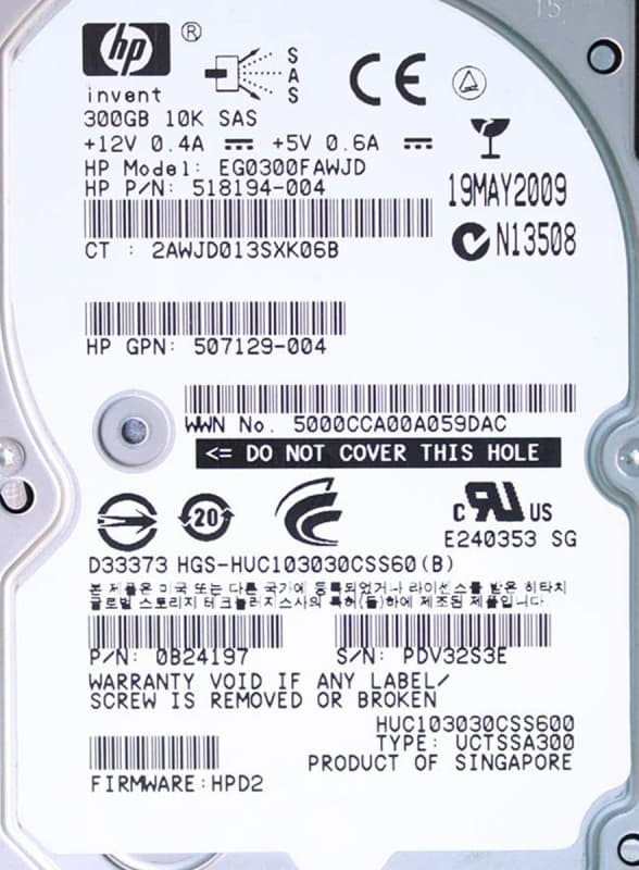 Жесткий диск HP EG0300FAWJD 300Gb 10000 SAS 2,5" HDD