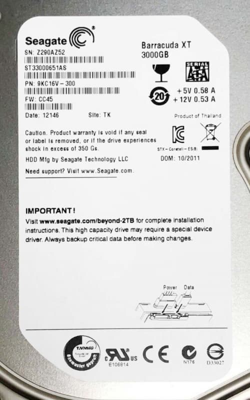 Жесткий диск Seagate ST33000651AS 3Tb 7200 SATAIII 3.5" HDD