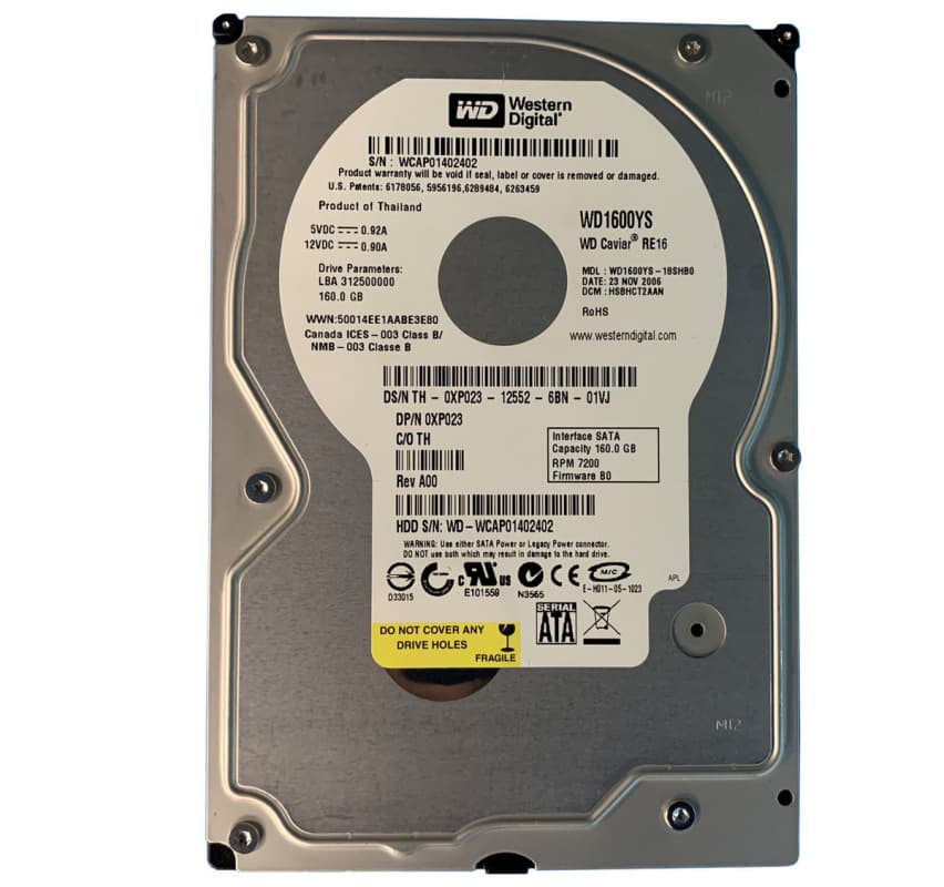 Жесткий диск Dell WD1600YS-18SHB0 160Gb  SATAII 3,5" HDD