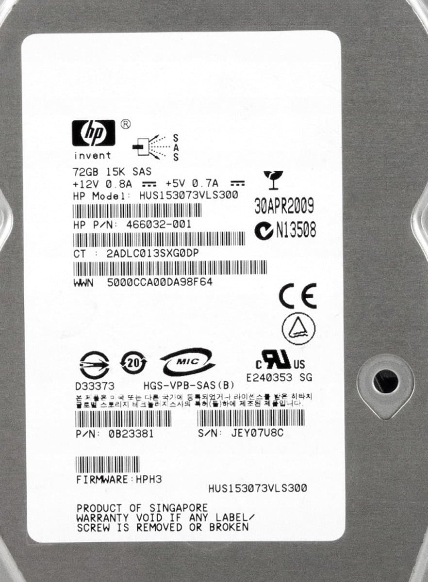 Жесткий диск HP 72Gb 15000 SAS 3.5" HDD 0B23381