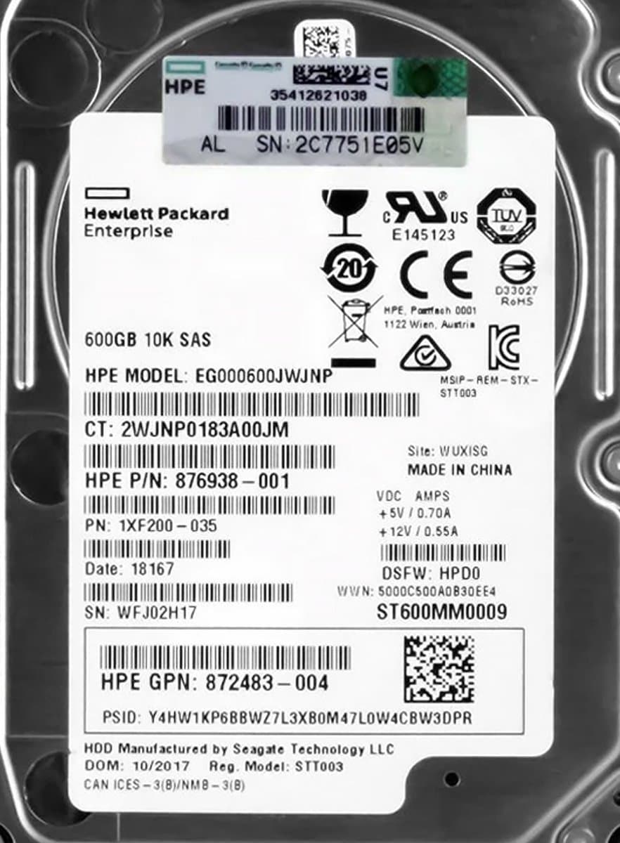 Жесткий диск HP 600Gb 10000 SAS 2.5" HDD 1XF200-035