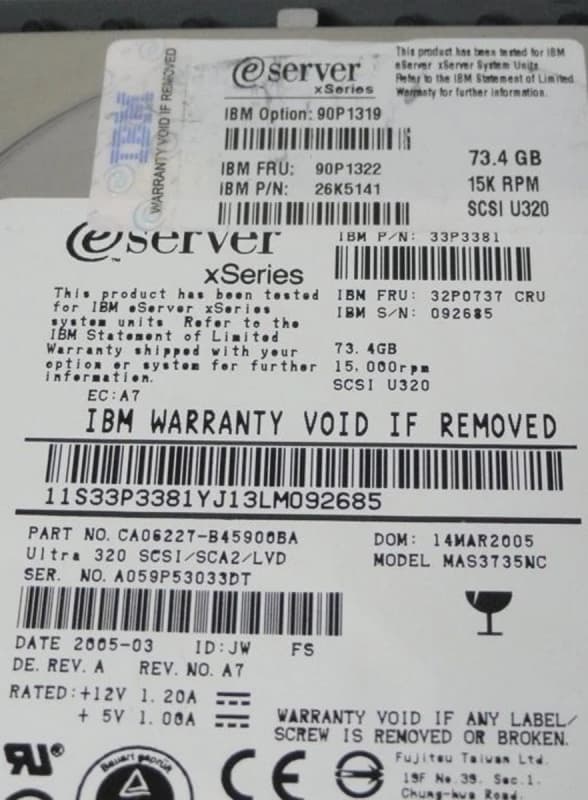 Жесткий диск IBM 33P3381 73,4Gb U320SCSI 3.5" HDD