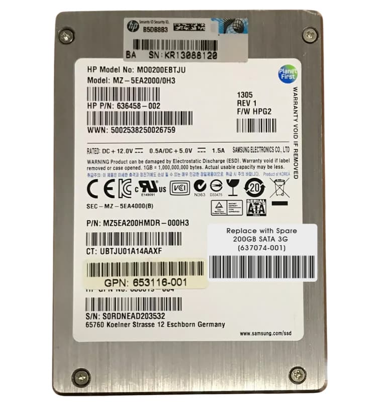 Жесткий диск HP 637074-001 200Gb SATAII 2.5" SSD