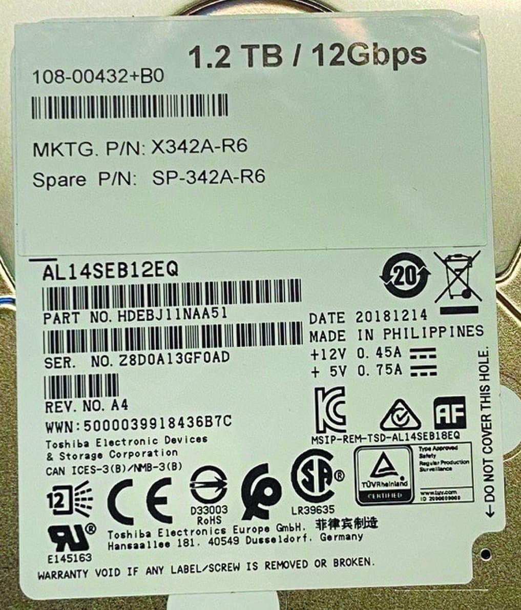 Жесткий диск NetApp 1,2Tb 10000 SAS 2.5" HDD 108-00321+B0