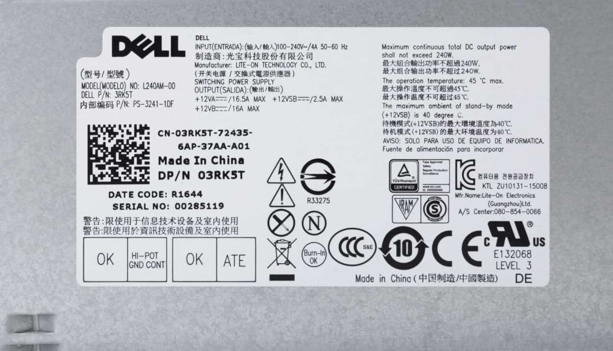 Блок Питания Dell PS-3241-1DF 240W