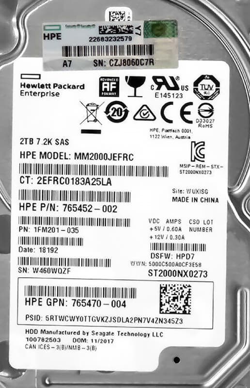 Жесткий диск HP MM2000JEFRC 2Tb 7200 SAS 2,5" HDD