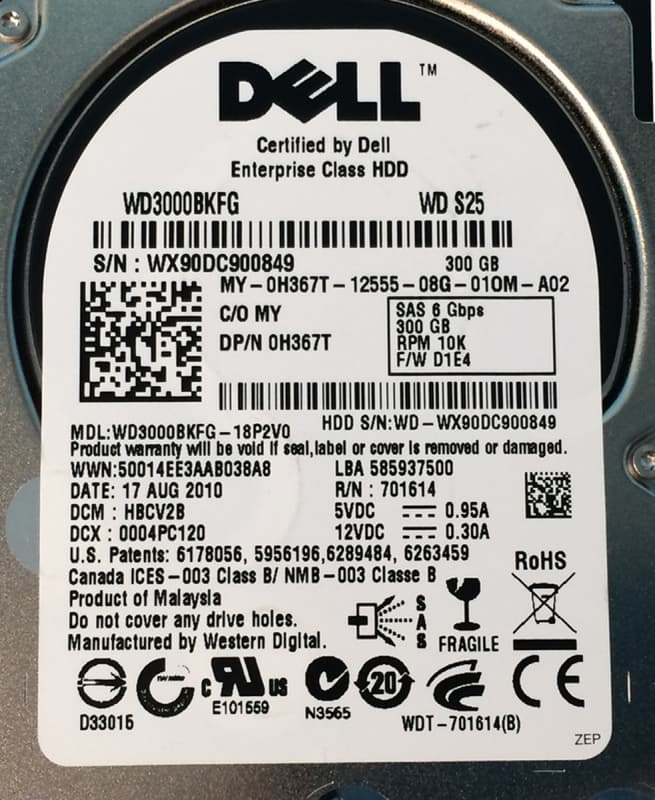 Жесткий диск Dell H367T 300Gb SAS 2,5" HDD