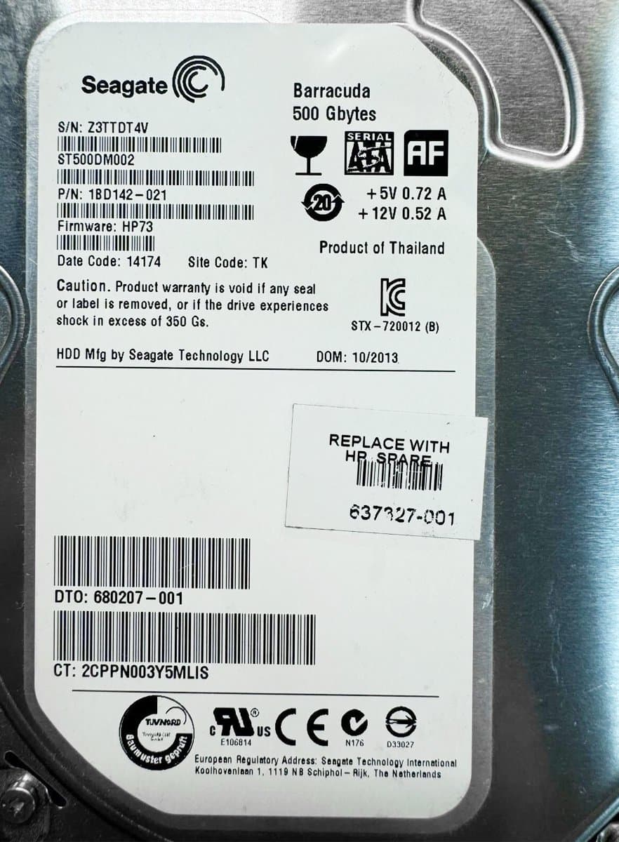 Жесткий диск HP 500Gb 7200 SATAIII 3.5" HDD 680207-001