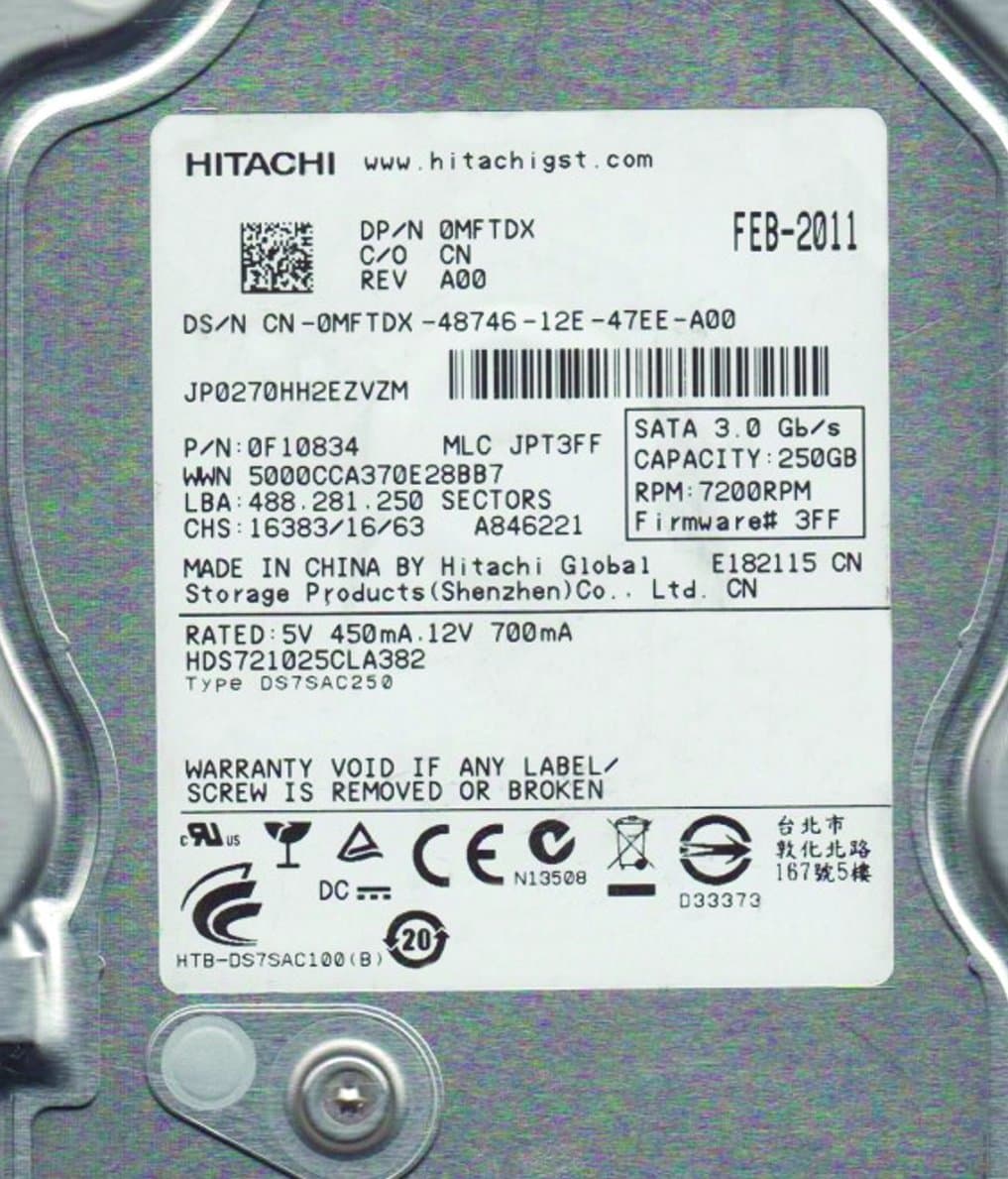 Жесткий диск Dell 250Gb 7200 SATAII 3.5" HDD MFTDX