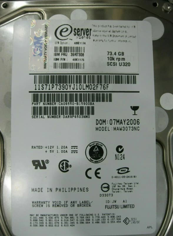 Жесткий диск IBM 40K1176 73Gb U320SCSI 3.5" HDD